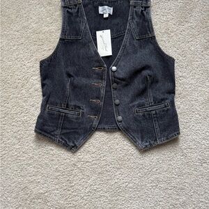 NWT Black Denim Vest